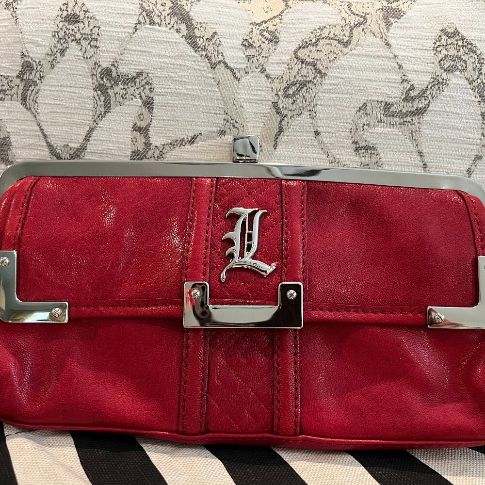 LAMB by Gwen Stephani - Red Leather Clutch Silver Hardware